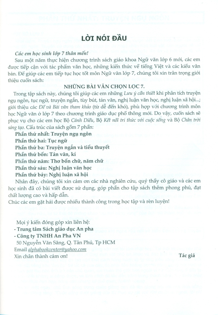 NHỮNG BÀI VĂN CHỌN LỌC LỚP 7 (Dùng chung cho các bộ SGK hiện hành)