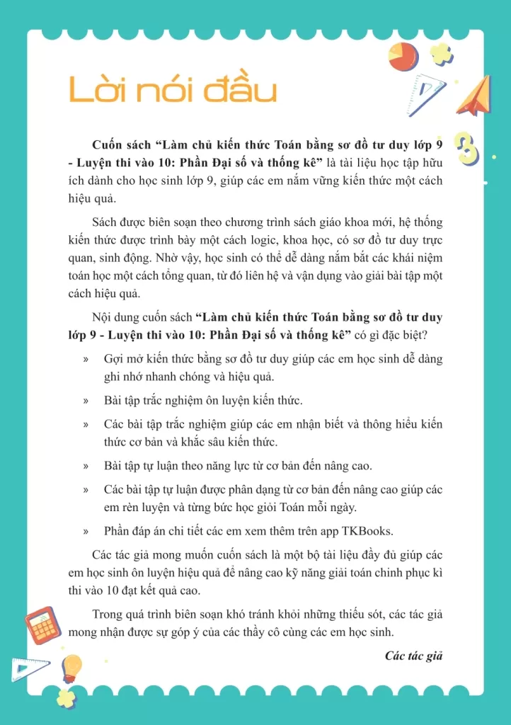 LÀM CHỦ KIẾN THỨC TOÁN BẰNG SƠ ĐỒ TƯ DUY LỚP 9 - LUYỆN THI VÀO 10 PHẦN: ĐẠI SỐ VÀ THỐNG KÊ (Theo SGK Kết nối tri thức)