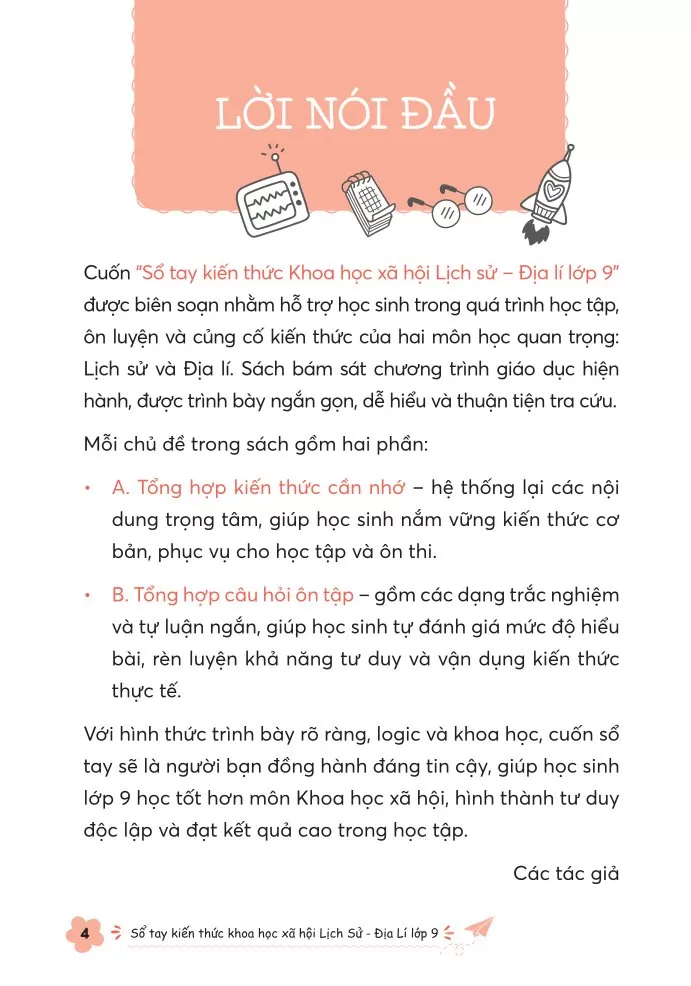SỔ TAY KIẾN THỨC KHOA HỌC XÃ HỘI: LỊCH SỬ - ĐỊA LÍ LỚP 9 (Theo chương trình GDPT mới)