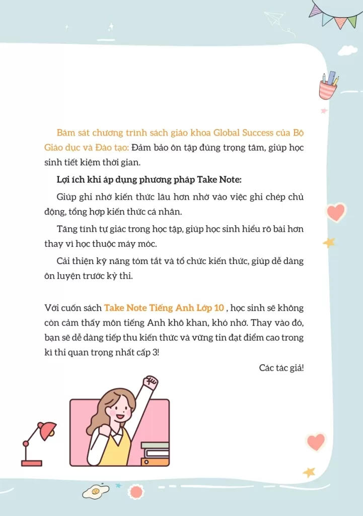 Take Note TIẾNG ANH LỚP 10 - Tổng hợp kiến thức: Hiểu nhanh, nhớ lâu! (Theo SGK Global Success)