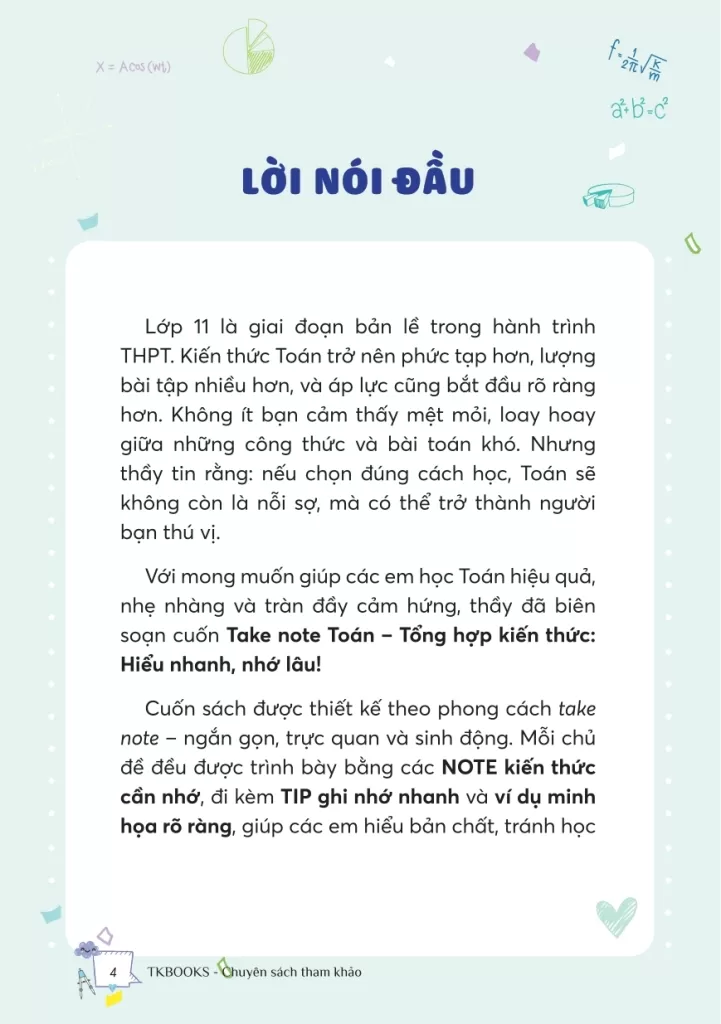 Take Note TOÁN LỚP 11 - Tổng hợp kiến thức: Hiểu nhanh, nhớ lâu!