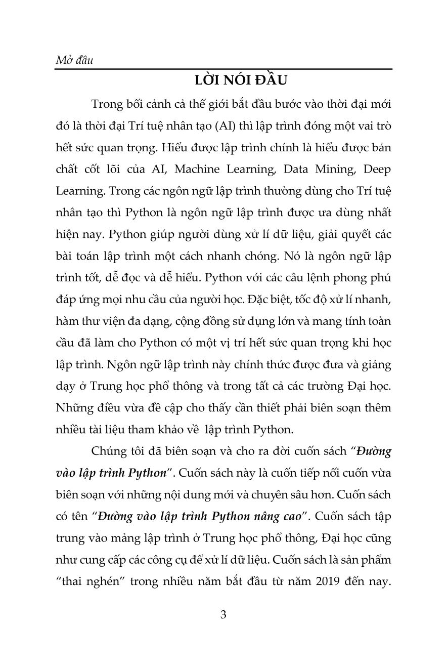 ĐƯỜNG VÀO LẬP TRÌNH PYTHON NÂNG CAO
