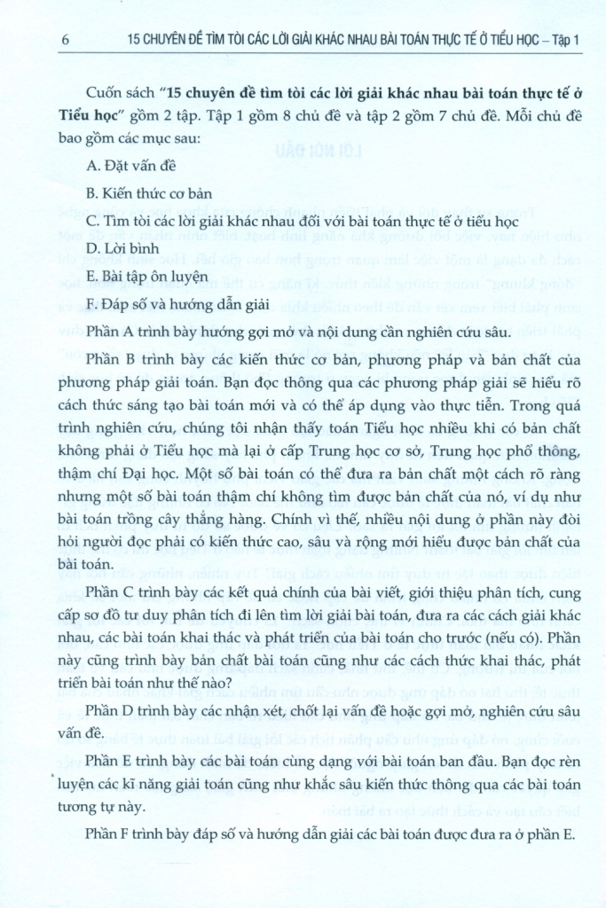 15 CHUYÊN ĐỀ TÌM TÒI CÁC LỜI GIẢI KHÁC NHAU BÀI TOÁN THỰC TẾ Ở TIỂU HỌC - TẬP 1 (Sách dành cho học sinh, phụ huynh, giáo viên Tiểu học và sinh viên ngành Giáo dục Tiểu học)