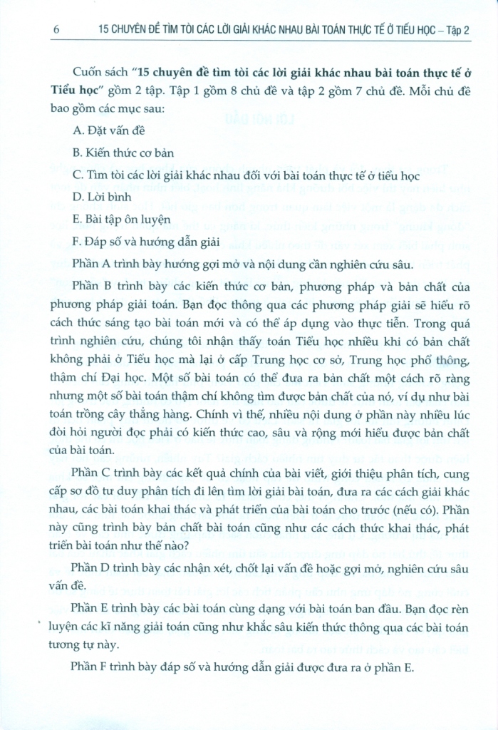 15 CHUYÊN ĐỀ TÌM TÒI CÁC LỜI GIẢI KHÁC NHAU BÀI TOÁN THỰC TẾ Ở TIỂU HỌC - TẬP 2 (Sách dành cho học sinh, phụ huynh, giáo viên Tiểu học và sinh viên ngành Giáo dục Tiểu học)