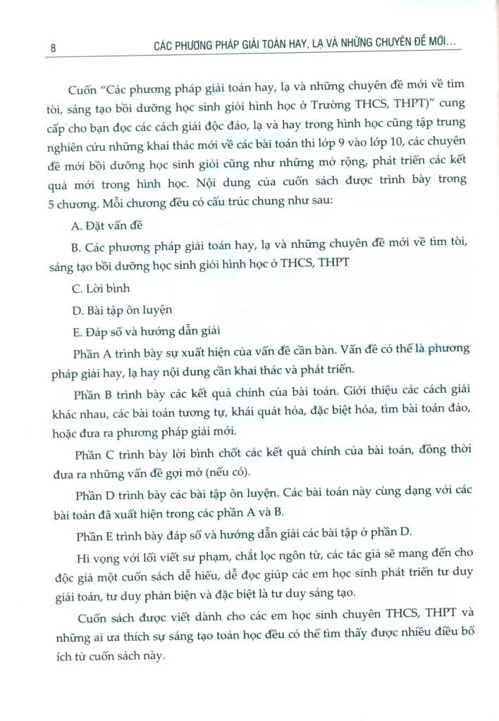 CÁC PHƯƠNG PHÁP GIẢI TOÁN HAY, LẠ VÀ NHỮNG CHUYÊN ĐỀ MỚI VỀ TÌM TÒI, SÁNG TẠO - BỒI DƯỠNG HỌC SINH GIỎI HÌNH HỌC Ở TRƯỜNG THCS, THPT (Các phương pháp giải toán hình học hay, lạ; Các suy luận có li về các bài toán hình học...)