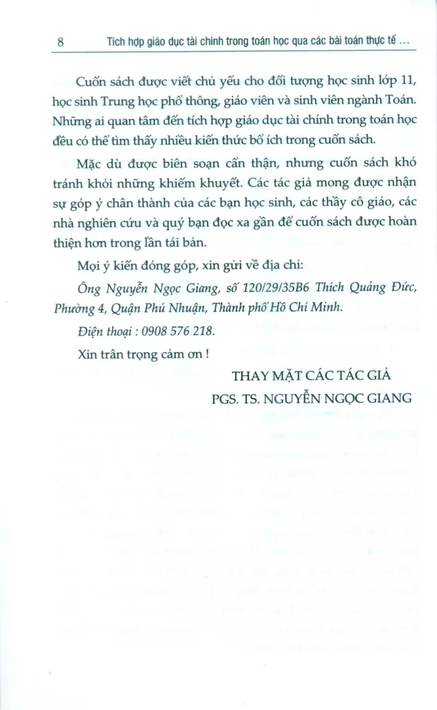 TÍCH HỢP GIÁO DỤC TÀI CHÍNH TRONG TOÁN HỌC QUA CÁC BÀI TOÁN THỰC TẾ LỚP 11 (Biên soạn theo Chương trình GDPT mới)