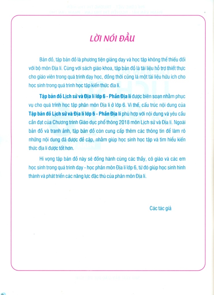 TẬP BẢN ĐỒ LỊCH SỬ VÀ ĐỊA LÍ LỚP 6 - PHẦN ĐỊA LÍ (Theo chương trình giáo dục phổ thông 2018)