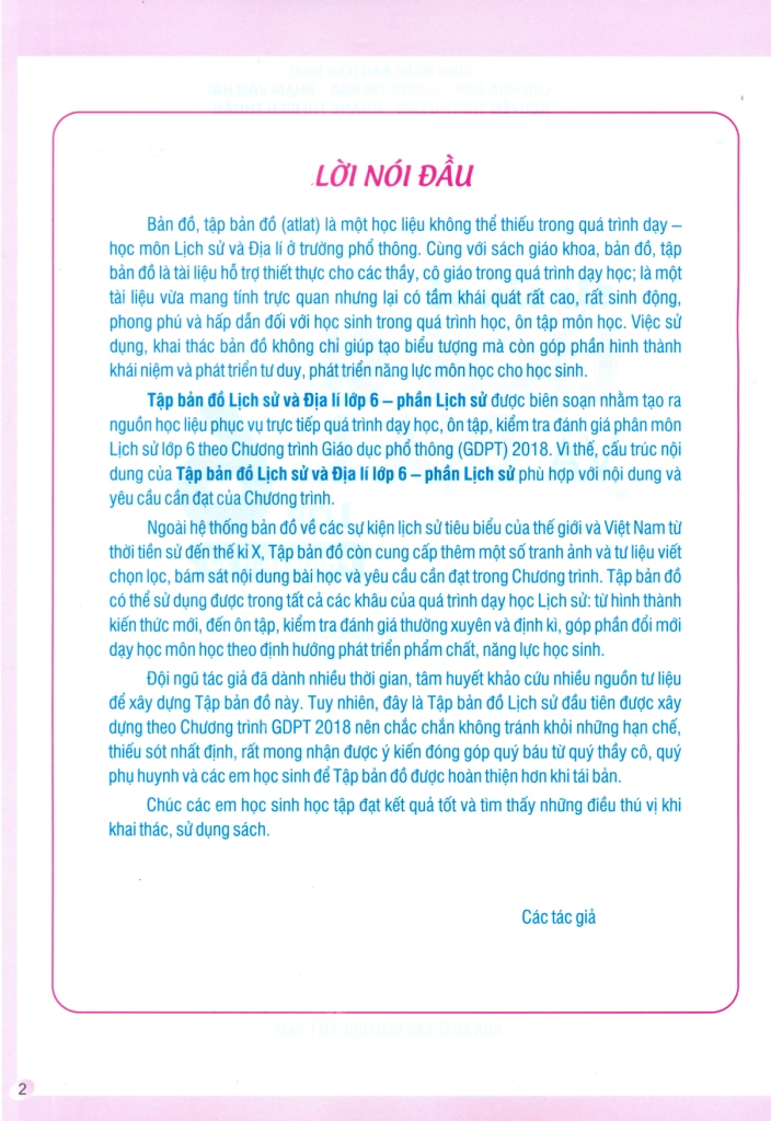 TẬP BẢN ĐỒ LỊCH SỬ VÀ ĐỊA LÍ LỚP 6 - PHẦN LỊCH SỬ (Theo chương trình giáo dục phổ thông 2018)
