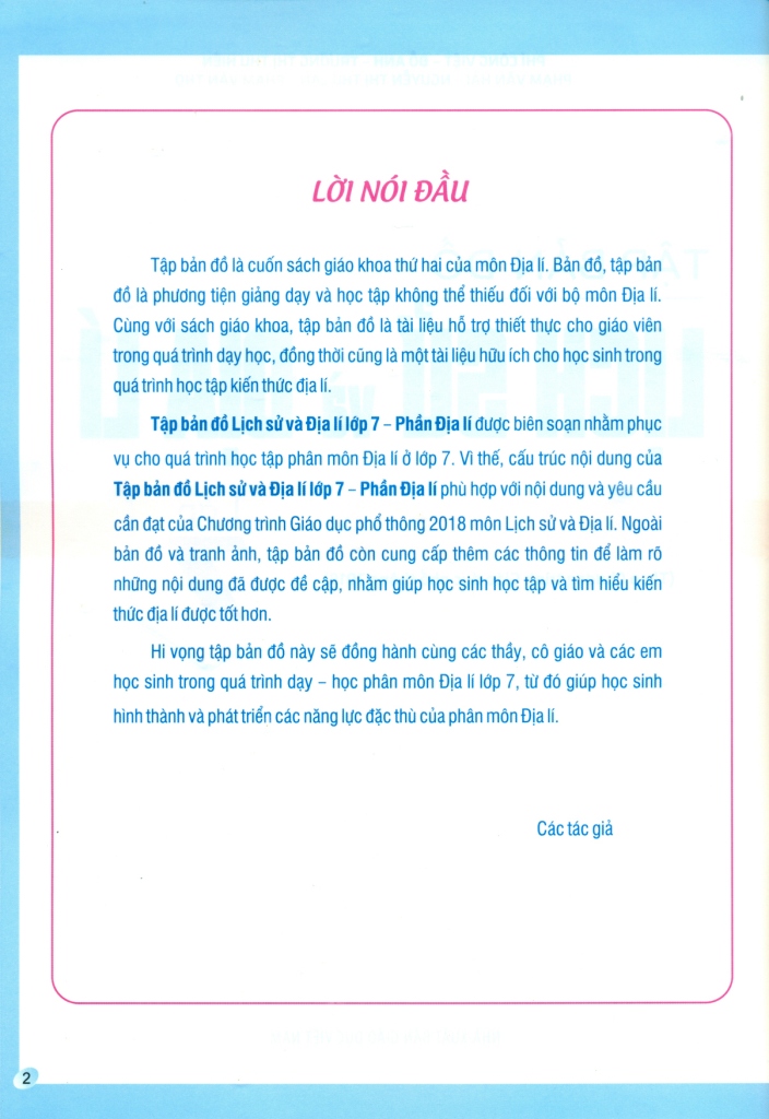 TẬP BẢN ĐỒ LỊCH SỬ VÀ ĐỊA LÍ LỚP 7 - PHẦN ĐỊA LÍ (Theo chương trình giáo dục phổ thông 2018)