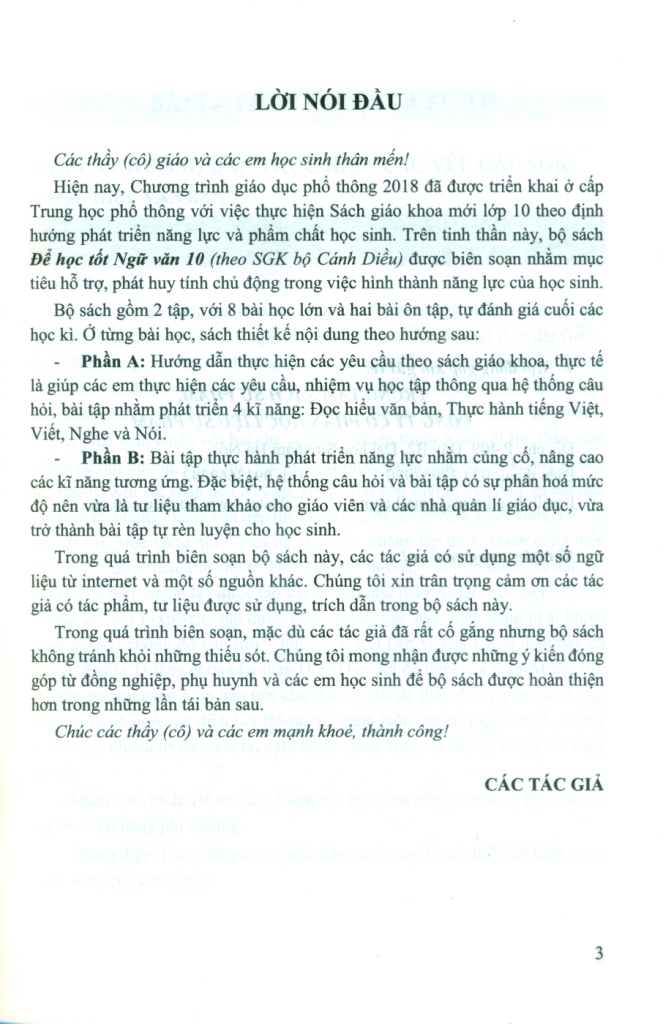 ĐỂ HỌC TỐT NGỮ VĂN LỚP 10 - TẬP 1 (Theo SGK Cánh diều)