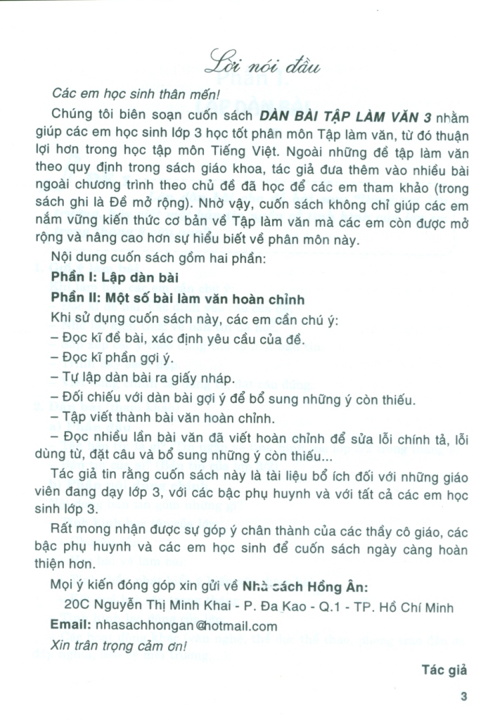DÀN BÀI TẬP LÀM VĂN LỚP 3 (Dùng chung cho các bộ SGK hiện hành)
