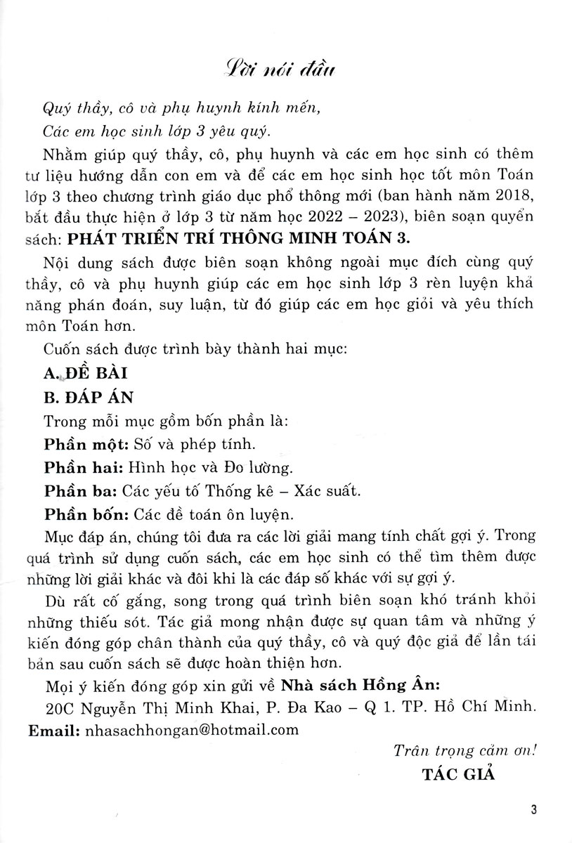 PHÁT TRIỂN TRÍ THÔNG MINH TOÁN LỚP 3 (Dùng chung cho các bộ SGK hiện hành)