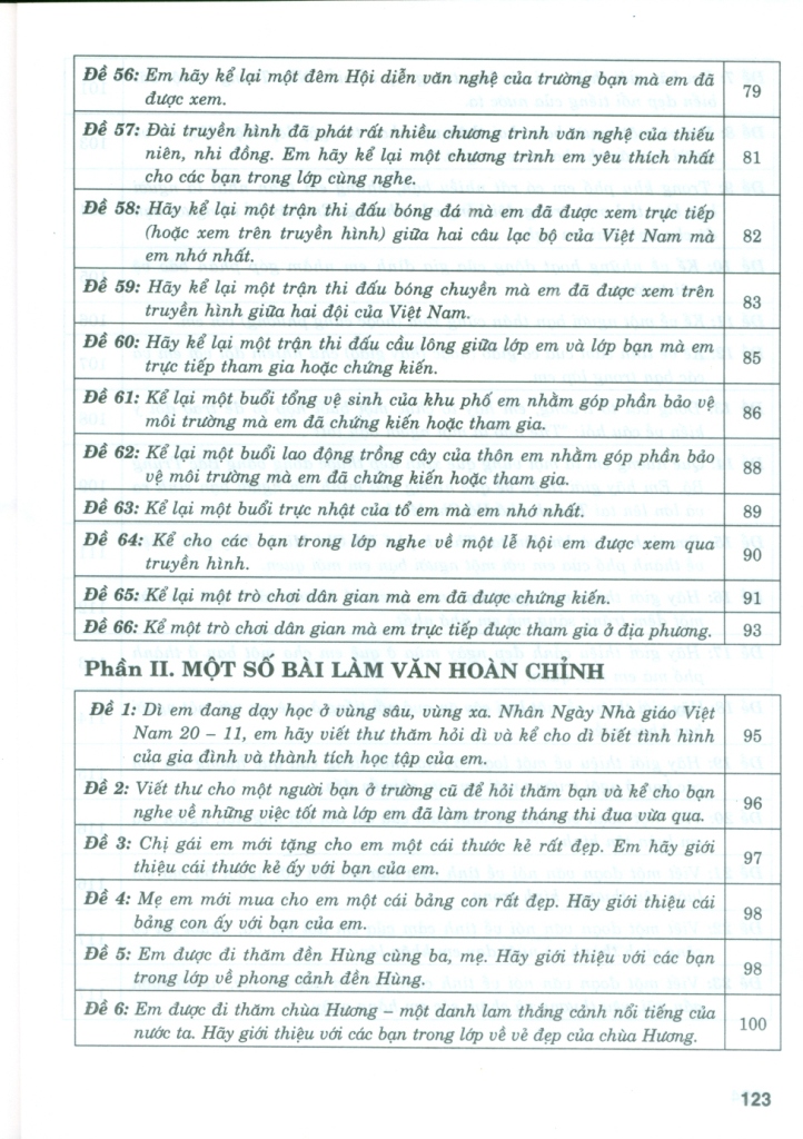 DÀN BÀI TẬP LÀM VĂN LỚP 3 (Dùng chung cho các bộ SGK hiện hành)