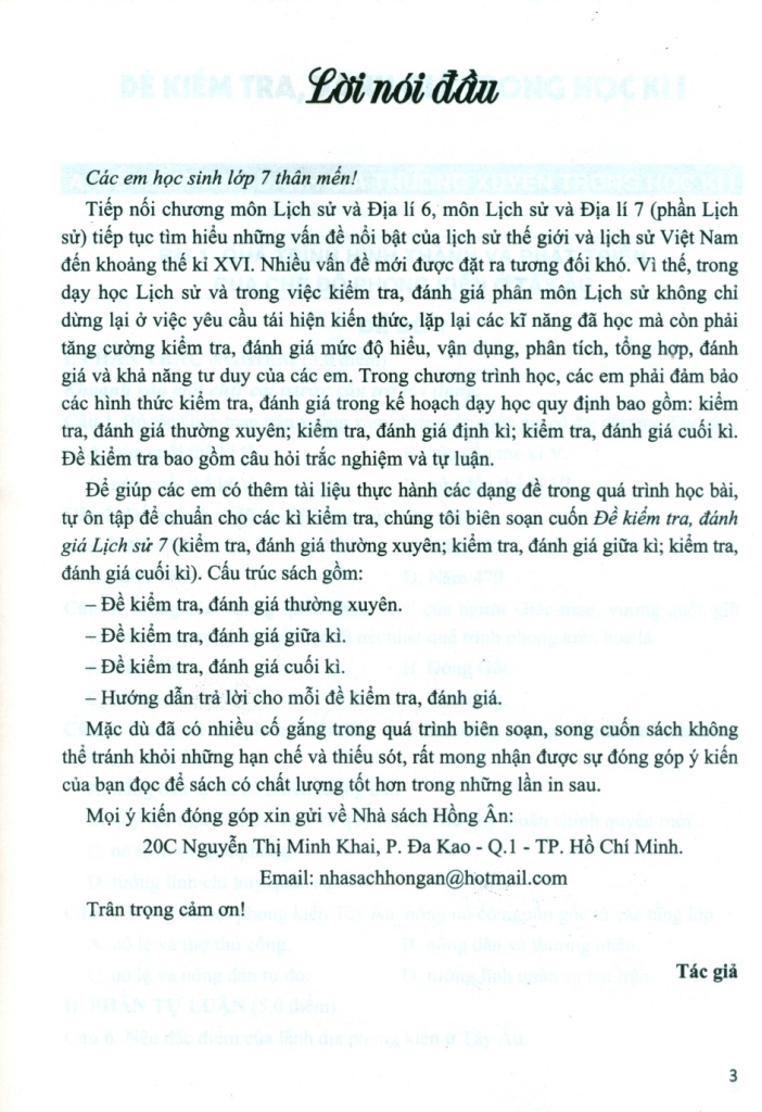 ĐỀ KIỂM TRA, ĐÁNH GIÁ LỊCH SỬ LỚP 7 (Theo chương trình GDPT mới - Bám sát SGK Kết nối tri thức với cuộc sống)