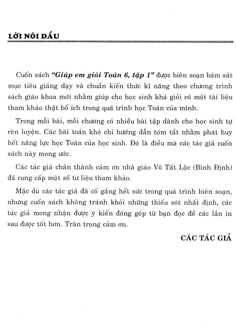 GIÚP EM GIỎI TOÁN LỚP 6 - TẬP 1 (Dùng chung cho các bộ SGK hiện hành)
