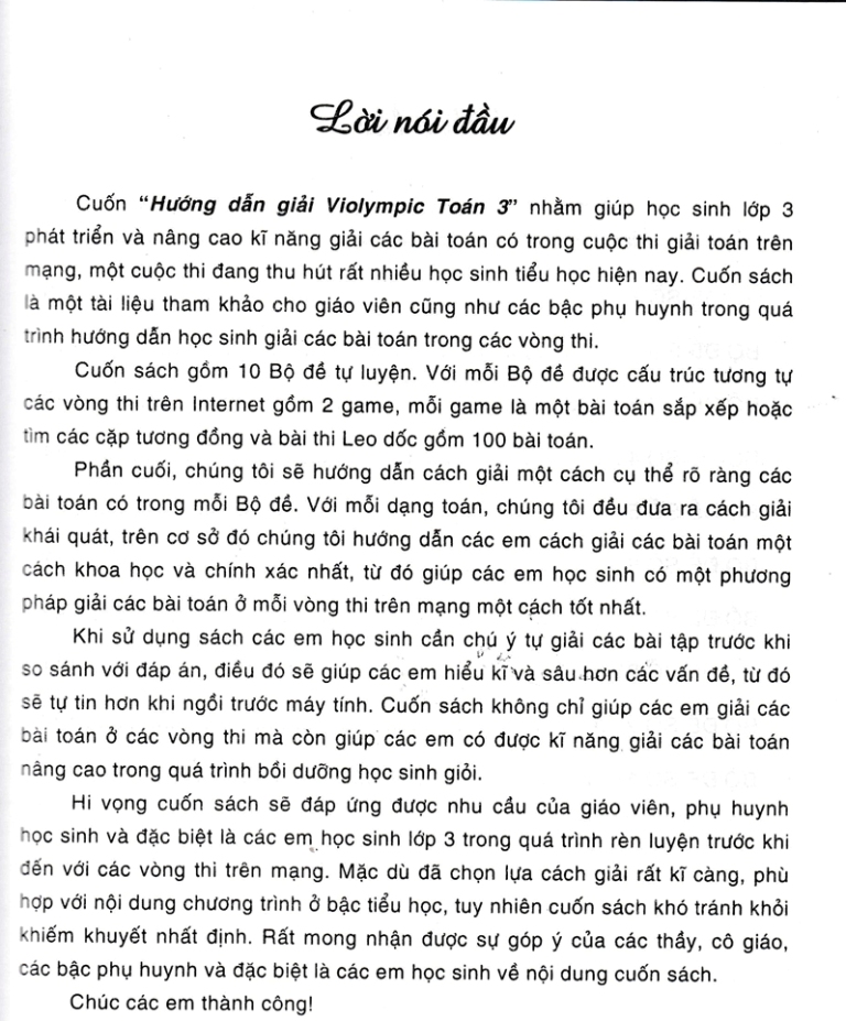 HƯỚNG DẪN GIẢI VIOLYMPIC TOÁN LỚP 3 (Dùng chung cho các bộ SGK hiện hành)