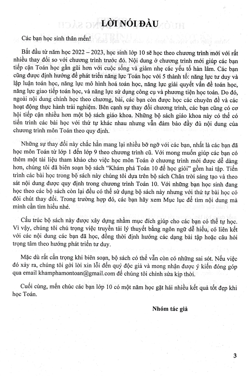 KHÁM PHÁ TOÁN 10 ĐỂ HỌC GIỎI - TẬP 2 (Theo Chương trình GDPT mới; Dùng kèm SGK Chân trời sáng tạo)