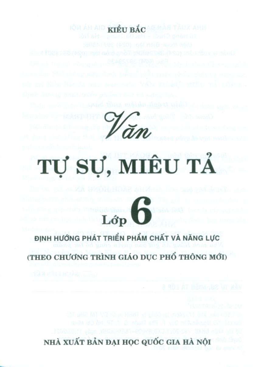 VĂN TỰ SỰ, MIÊU TẢ LỚP 6 (Dùng chung cho các bộ SGK hiện hành - Định hướng phát triển phẩm chất và năng lực)