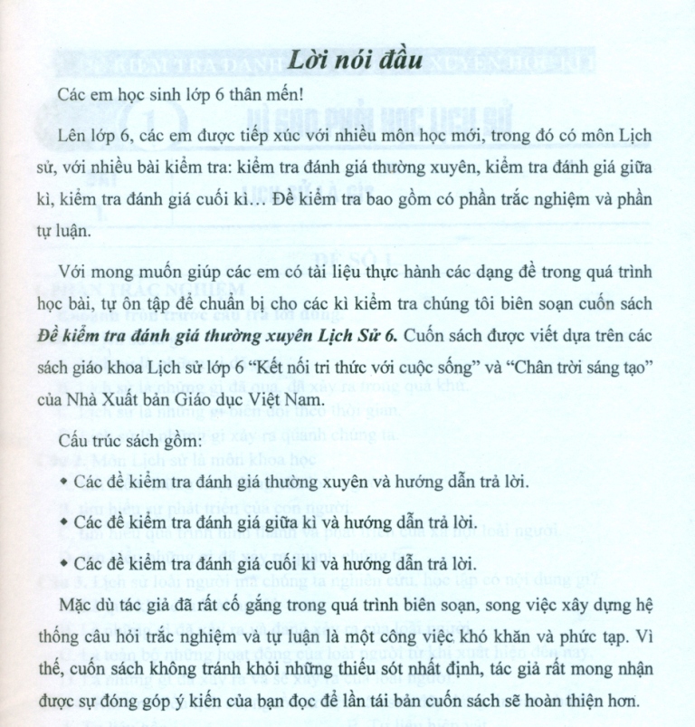 ĐỀ KIỂM TRA ĐÁNH GIÁ LỊCH SỬ LỚP 6 (Bám sát SGK Kết nối tri thức và Chân trời sáng tạo)