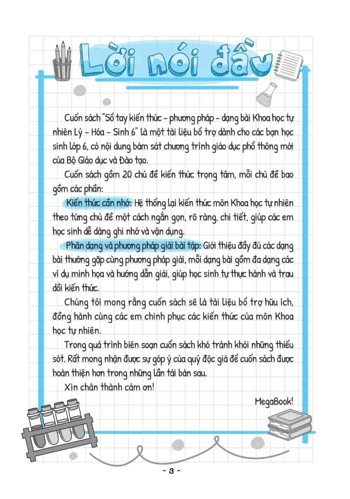 SỔ TAY KIẾN THỨC - PHƯƠNG PHÁP - DẠNG BÀI KHOA HỌC TỰ NHIÊN LỚP 6 (Theo chương trình GDPT mới)