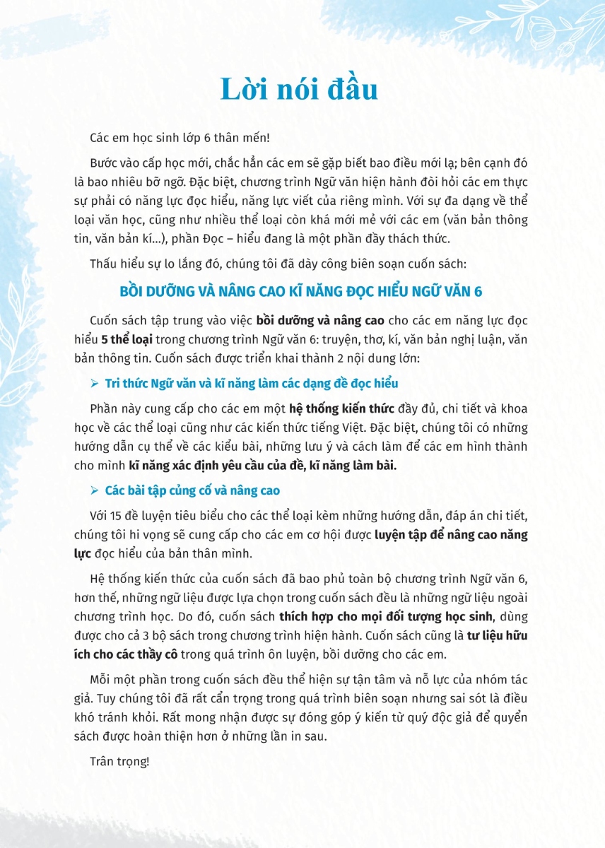 BỒI DƯỠNG VÀ NÂNG CAO KĨ NĂNG ĐỌC HIỂU NGỮ VĂN LỚP 6 (Biên soạn theo chương trình GDPT mới)