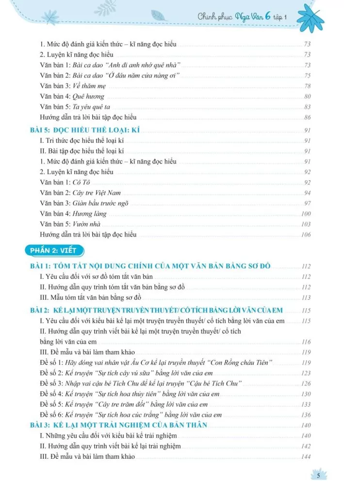 CHINH PHỤC NGỮ VĂN - KỸ NĂNG ĐỌC HIỂU VÀ VIẾT THEO CÁC THỂ LOẠI LỚP 6 - TẬP 1 (Dùng chung cho các bộ SGK hiện hành)