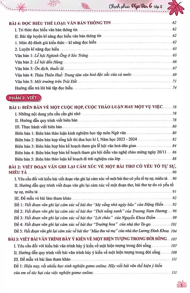 CHINH PHỤC NGỮ VĂN - KỸ NĂNG ĐỌC HIỂU VÀ VIẾT THEO CÁC THỂ LOẠI LỚP 6 - TẬP 2 (Dùng chung cho các bộ SGK hiện hành)