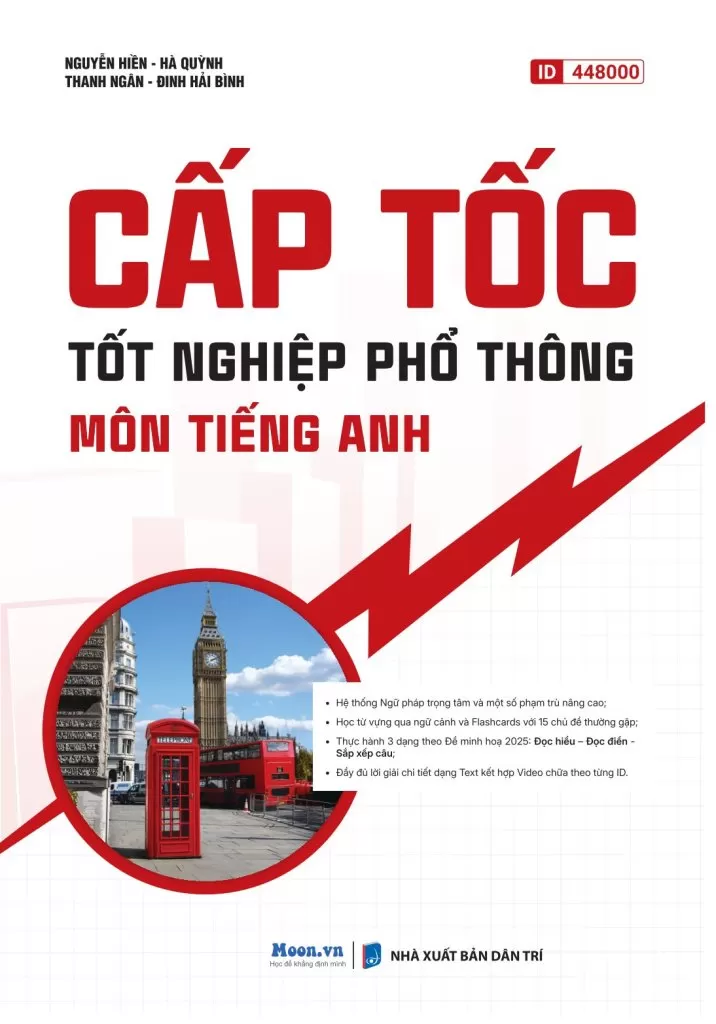 CẤP TỐC TỐT NGHIỆP PHỔ THÔNG MÔN TIẾNG ANH (Hệ thống ngữ pháp trọng tâm và một số phạm trù nâng cao; Thực hành 3 dạng theo Đề minh họa 2025: Đọc hiểu - Đọc điền - Sắp xếp câu...)