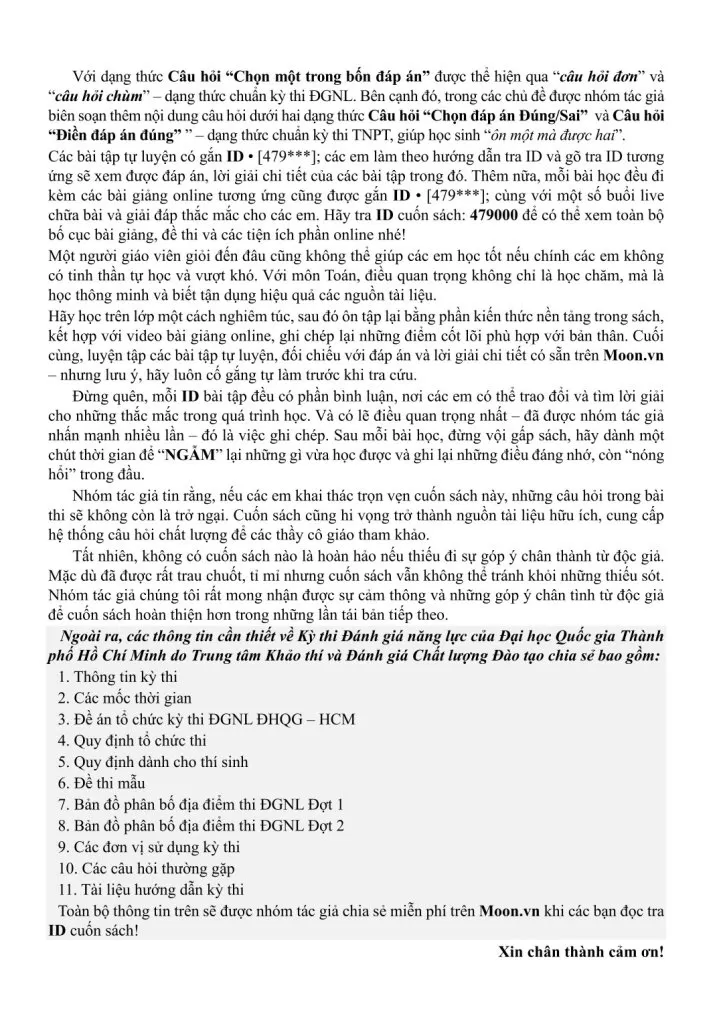 HCM - VACT Luyện thi Đánh giá năng lực theo cấu trúc đề của Đại học Quốc gia TP. HCM - TỔNG ÔN PHẦN TOÁN HỌC