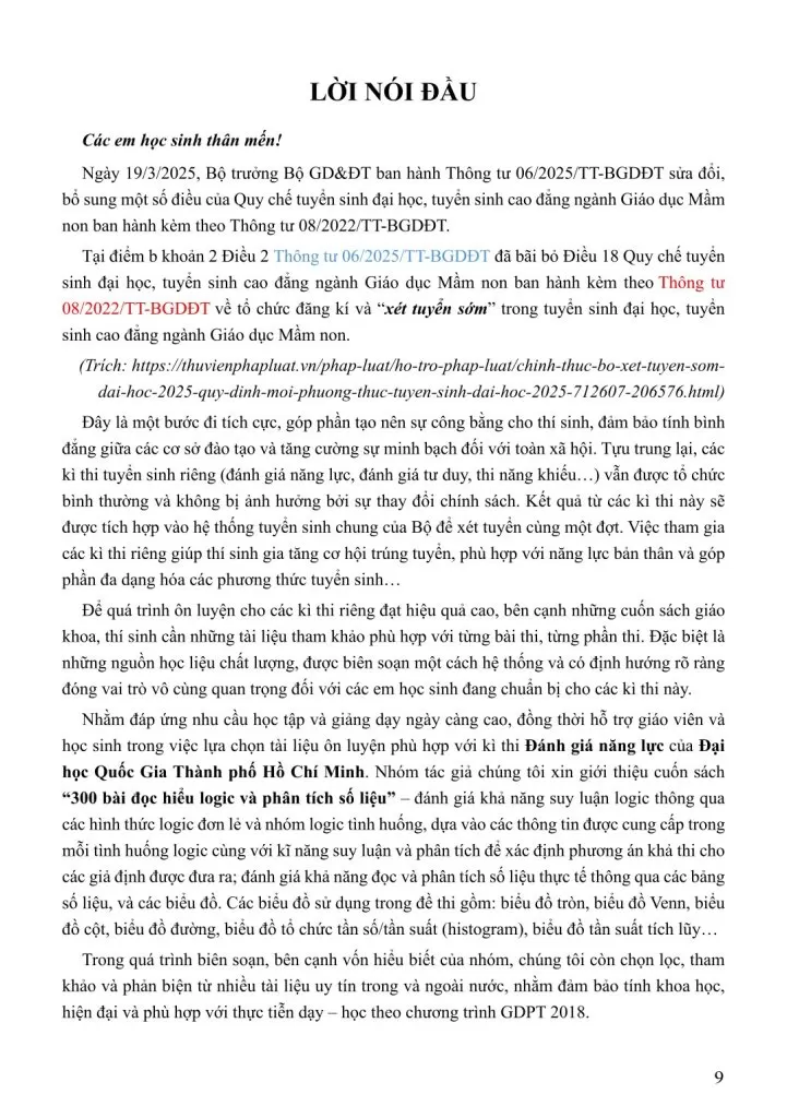 HCM - VACT Luyện thi Đánh giá năng lực - Đại học Quốc gia TP. HCM - 300 BÀI ĐỌC HIỂU LOGIC VÀ PHÂN TÍCH SỐ LIỆU