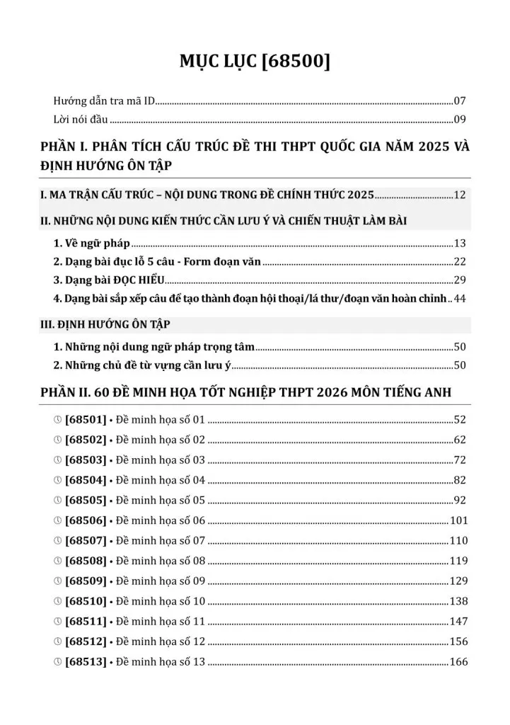 60 ĐỀ MINH HỌA TỐT NGHIỆP THPT 2026 MÔN TIẾNG ANH