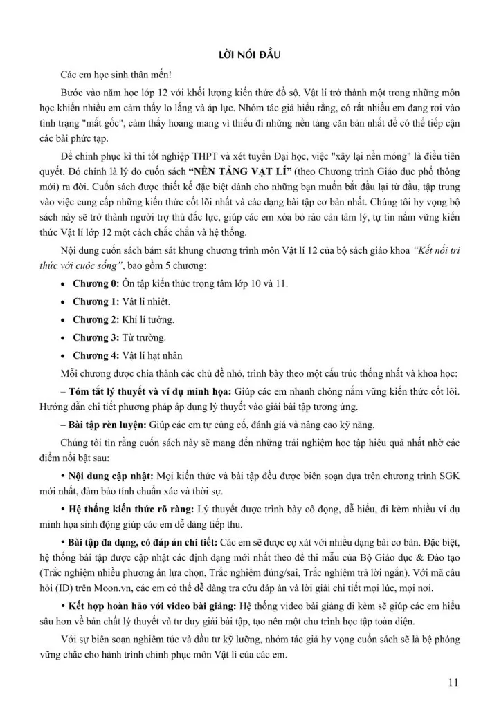 NỀN TẢNG VẬT LÍ LỚP 12 (Theo Chương trình GDPT mới)