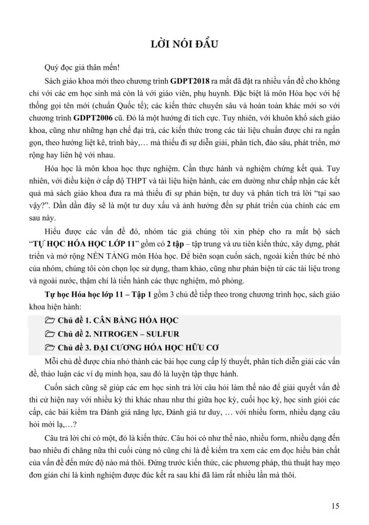 TỰ HỌC HÓA HỌC LỚP 11 - TẬP 1 (Nội dung bám sát chương trình GDPT 2018)