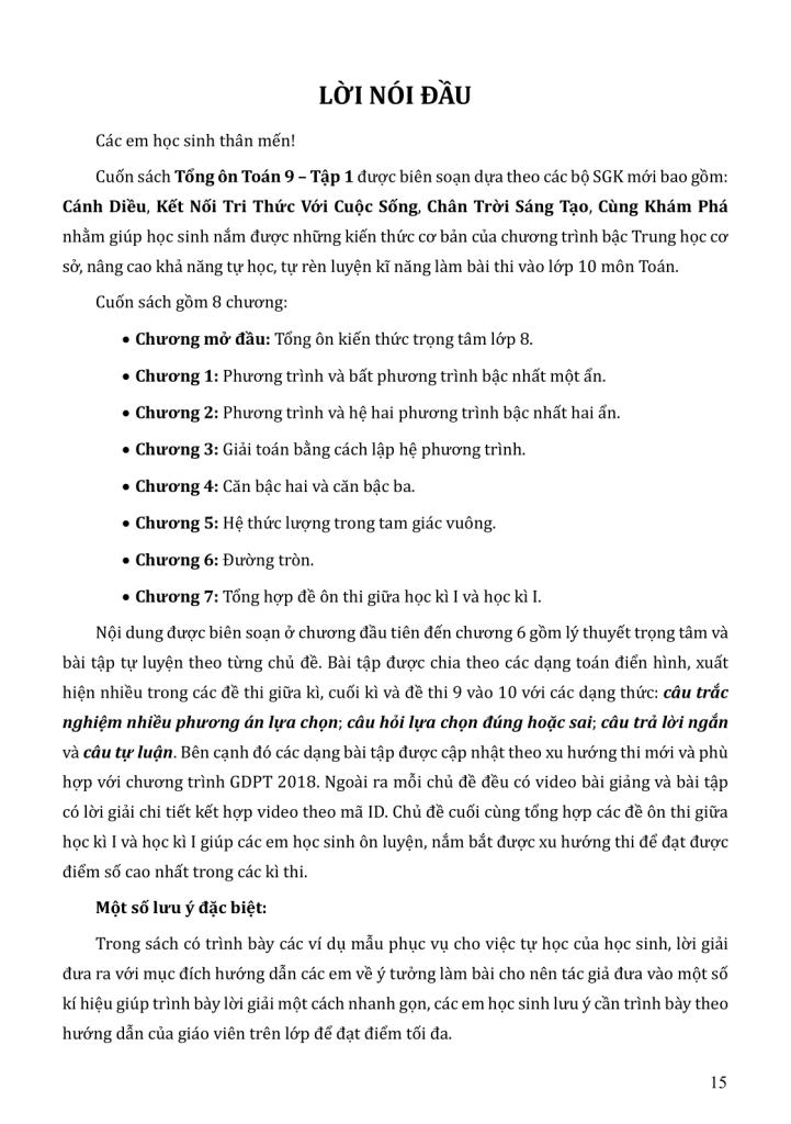 TỔNG ÔN TOÁN LỚP 9 - Tập 1 (Theo Chương trình SGK mới)