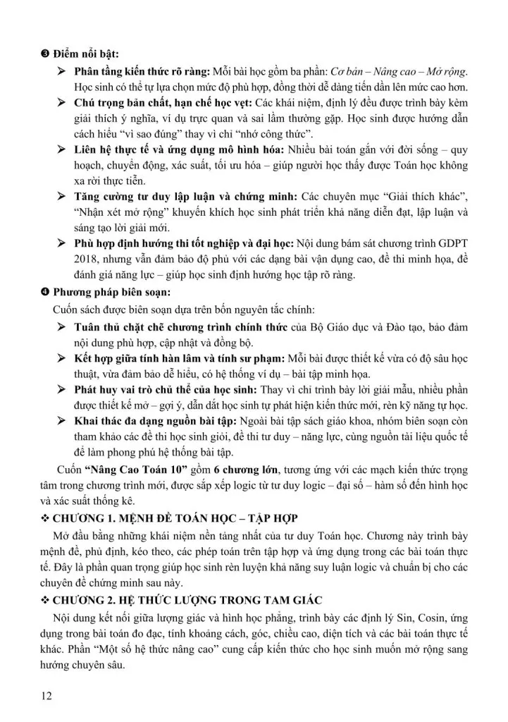 NÂNG CAO TOÁN HỌC LỚP 10 (Nội dung bám sát theo chương trình Giáo dục phổ thông mới)