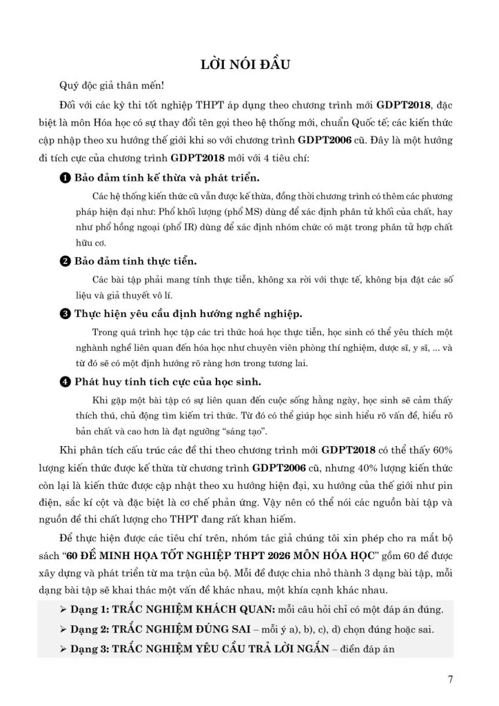 60 ĐỀ MINH HỌA TỐT NGHIỆP THPT 2026 MÔN HÓA HỌC