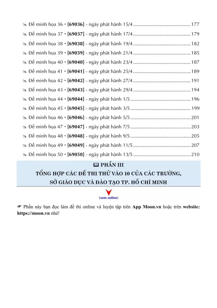 50 ĐỀ MINH HỌA THI VÀO 10 MÔN TOÁN (Theo cấu trúc đề của Sở Giáo dục và đào tạo TP. Hồ Chí Minh)