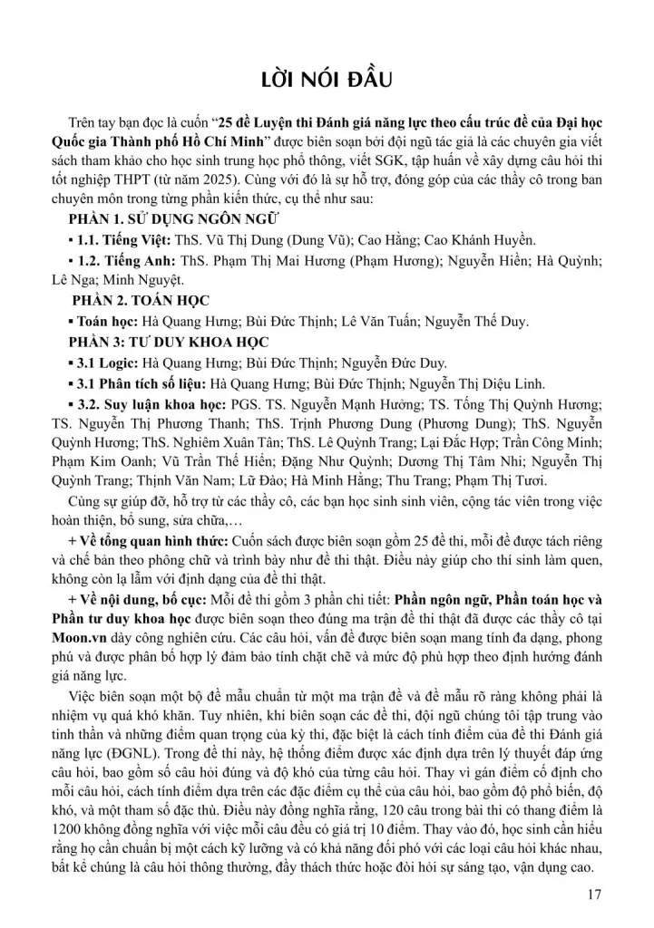 HCM - VACT 25 ĐỀ LUYỆN THI ĐÁNH GIÁ NĂNG LỰC THEO CẤU TRÚC ĐỀ CỦA ĐẠI HỌC QUỐC GIA TP. HỒ CHÍ MINH
