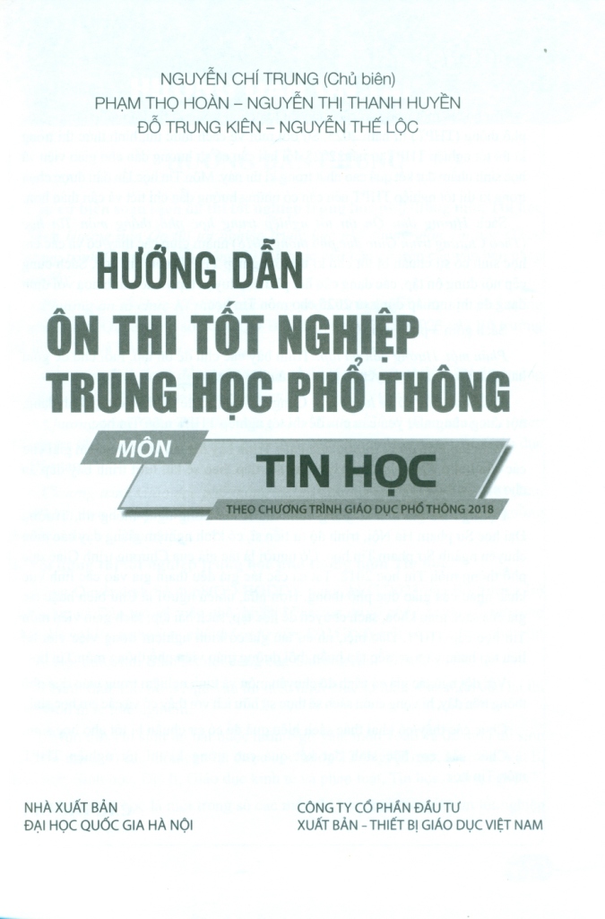 HƯỚNG DẪN ÔN THI TỐT NGHIỆP THPT MÔN TIN HỌC (Theo Chương trình giáo dục phổ thông 2018)