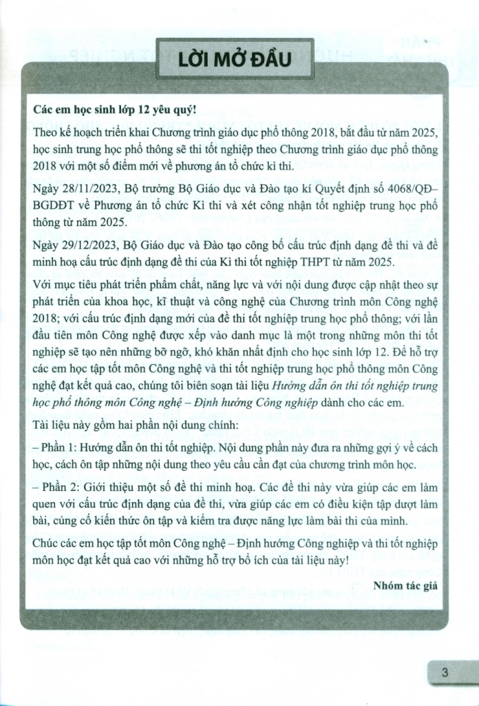 HƯỚNG DẪN ÔN THI TỐT NGHIỆP THPT MÔN CÔNG NGHỆ - ĐỊNH HƯỚNG CÔNG NGHIỆP (Theo Chương trình giáo dục phổ thông 2018)