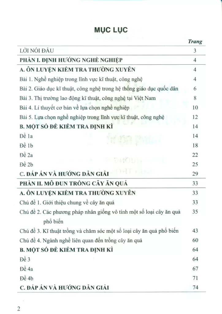 LUYỆN TẬP KIỂM TRA, ĐÁNH GIÁ THƯỜNG XUYÊN VÀ ĐỊNH KÌ CÔNG NGHỆ LỚP 9 - ĐỊNH HƯỚNG NGHỀ NGHIỆP MÔ ĐUN TRỒNG CÂY ĂN QUẢ (Theo Chương trình GDPT 2018)