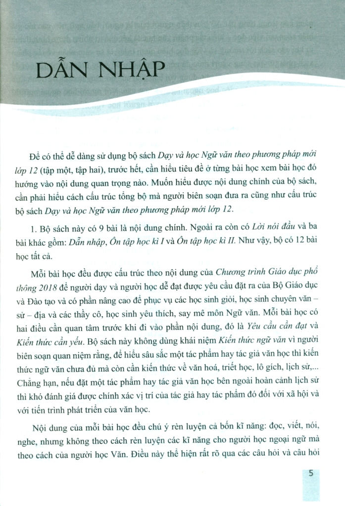 DẠY VÀ HỌC NGỮ VĂN THEO PHƯƠNG PHÁP MỚI LỚP 12 - TẬP 2 (Theo chương trình GDPT môn Ngữ văn 2018)