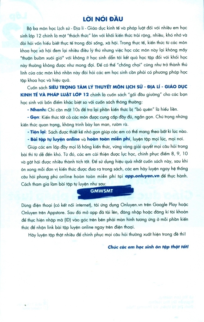 SIÊU TRỌNG TÂM MÔN LỊCH SỬ - ĐỊA LÍ - GIÁO DỤC KINH TẾ VÀ PHÁP LUẬT LỚP 12 (Lý thuyết, dạng bài và bài tập chi tiết  - Phù hợp cho cả 3 bộ SGK hiện hành)