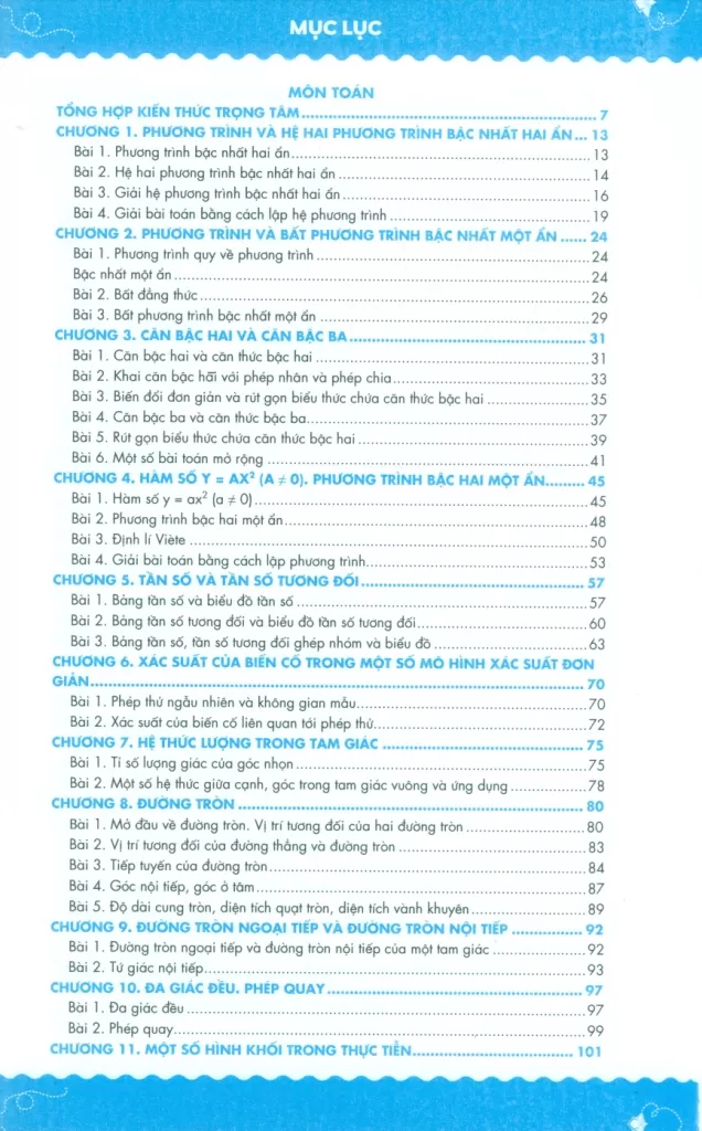 MỞ KHÓA KIẾN THỨC MÔN TOÁN - ANH - VĂN LỚP 9 (Định hướng nội dung chuẩn theo chương trình SGK mới)