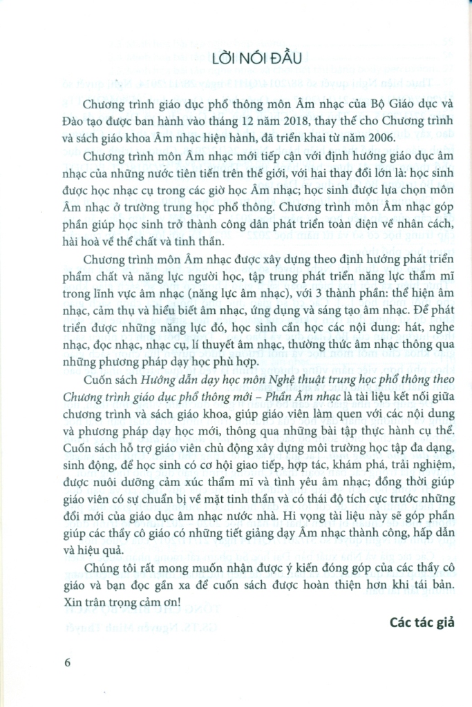 Hướng dẫn dạy học môn Nghệ thuật THPT theo Chương trình giáo dục phổ thông mới - Phần Âm nhạc