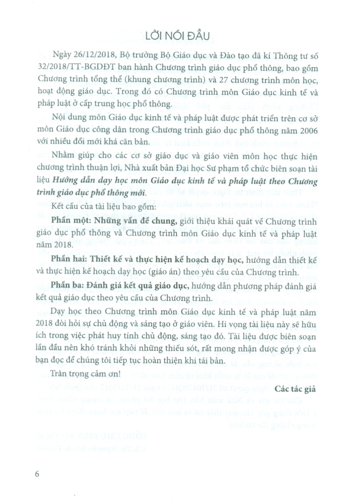 Hướng dẫn dạy học môn Giáo dục kinh tế và Pháp luật theo Chương trình giáo dục phổ thông mới