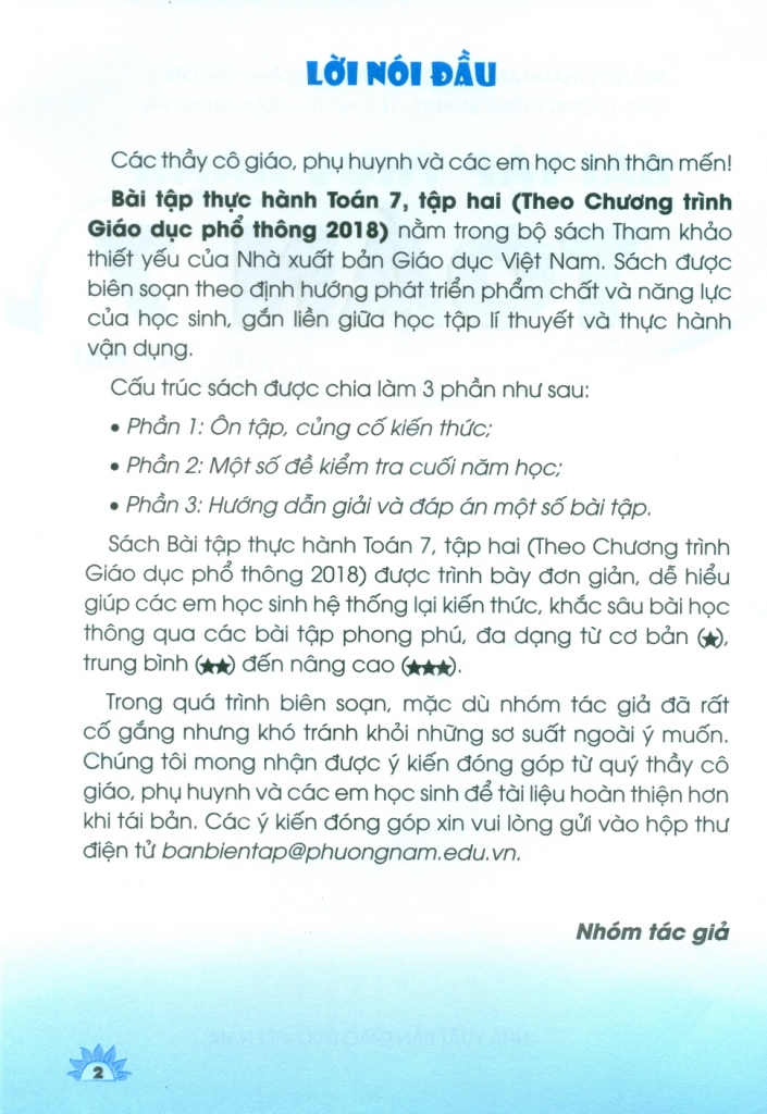 BÀI TẬP THỰC HÀNH TOÁN LỚP 7 - TẬP 2 (Theo chương trình GDPT 2018)