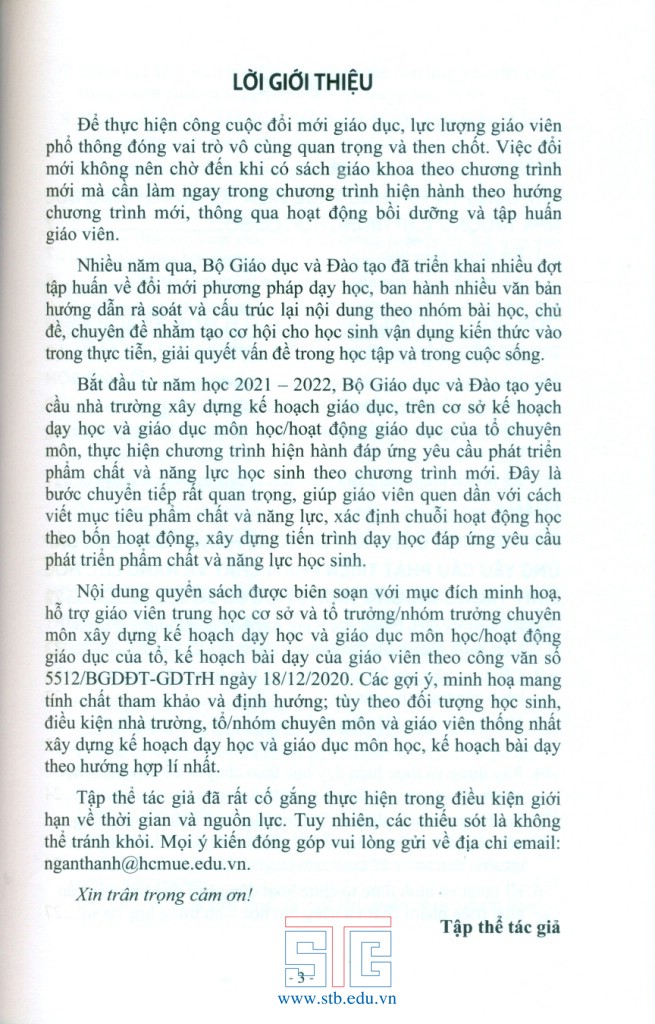 HƯỚNG DẪN GIÁO VIÊN THCS THỰC HIỆN DẠY HỌC THEO CHƯƠNG TRÌNH MỚI (Theo Công văn số: 5512/BGDĐT-GDTrH ngày 18/12/2020)