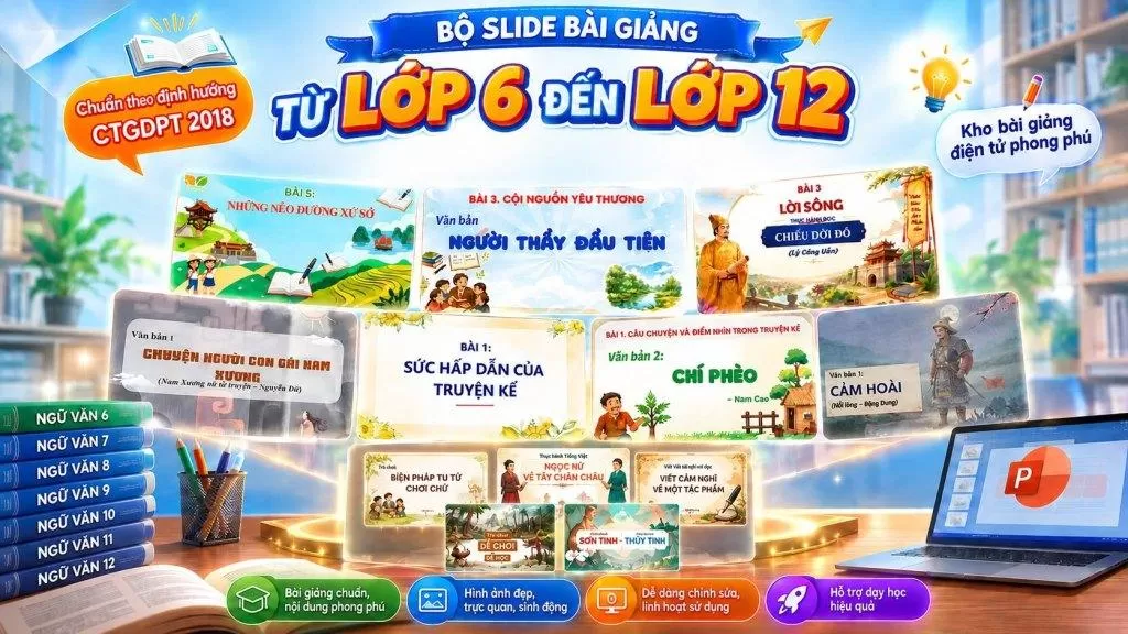 BỘ BÀI GIẢNG POWERPOINT (SLIDE BÀI GIẢNG) VÀ VỞ THỰC HÀNH (PHIẾU BÀI TẬP) NGỮ VĂN TỪ LỚP 6 - 9 - HỌC KÌ I