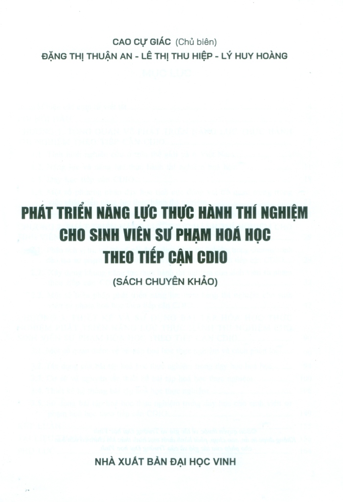PHÁT TRIỂN NĂNG LỰC THỰC HÀNH THÍ NGHIỆM CHO SINH VIÊN SƯ PHẠM HÓA HỌC THEO TIẾP CẬN CDIO